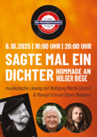 Musikalische Lesung | Eine Hommage an Holger Biege - mit Wolfgang Martin (Autor) und Manuel Schmid (Stern Meissen)
